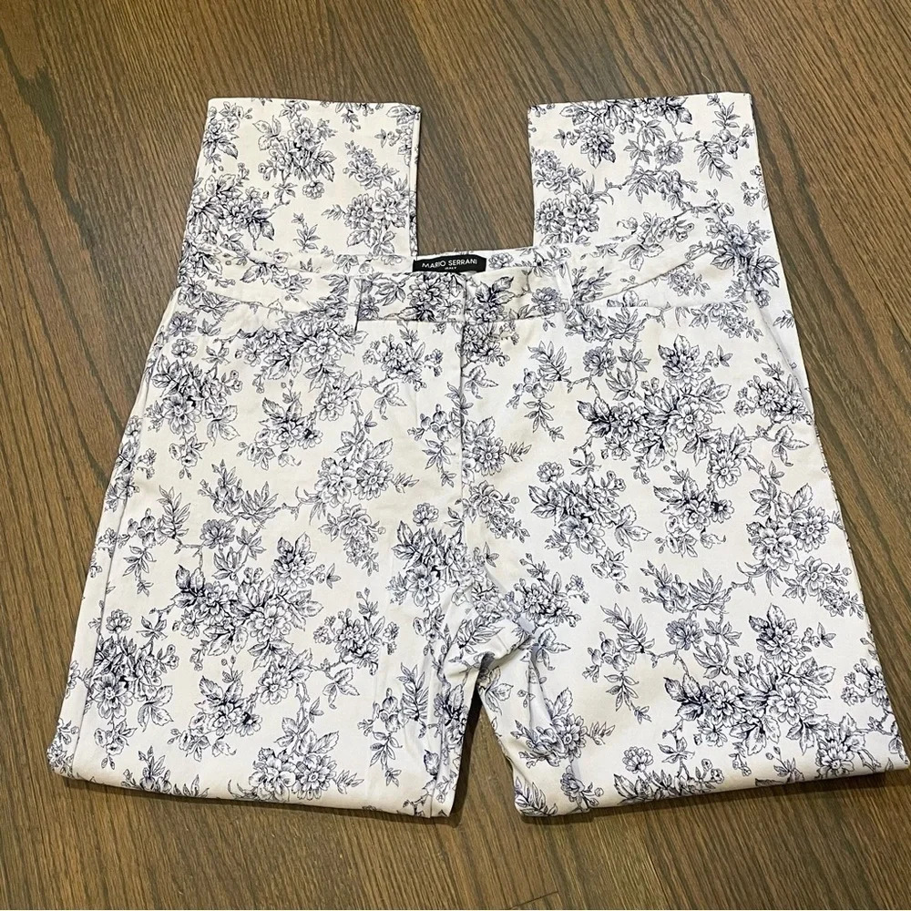 Mario Serrani Floral Print Pant Sz 8 Tummy Control
